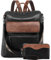 VASCHY Backpack for Women, Large Vegan Leather Rucksack with Wallet Set Convertible Handbag for Lady Guitar Strap Black and Brown