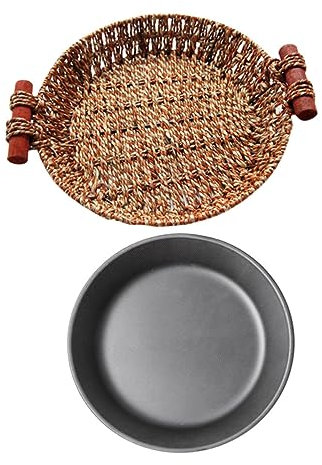 ABOOFAN 1 Set Piatto di Bistecca Frizzante Cena Cremagliera Cestini Cibo Marina Bilance Alimentari Cesto di Vimini Arredamento Bilancia da Cucina Superiore Padella e Viti Black