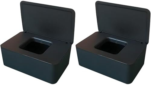 2 Stück Feuchttüchter Box,Kunststoff Feuchttücher Spender, Aufbewahrungsbox für Feuchttücher,Servietten Box mit Deckel,Tissue AufbewahrungskofferToilettenpapier Box,Baby Tücher Fall