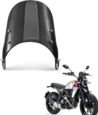 Motorrad Windabweiser Windschutzscheibe Universal Windshield Windabweiser für Motorrad 5 '' - 7 '' Scheinwerfer (Schwarz)