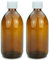 SterlingSquare 500ml Amber Glass Bottles with White Medicap Lids - Child Resistant Closure, Refillable & Reusable - Travel-Sized Strong Medicine Bottles, Eco-Friendly with Recycled Glass – Pack of 2