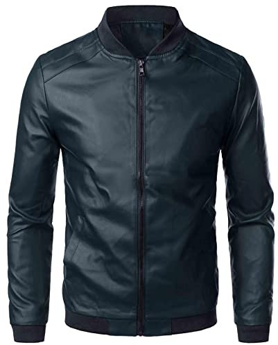 Giacca Pelle Moto Uomo, Leggera Sottile con Tasca sulle Maniche Giubbotto Bomber Giaccone Giacca Chiodo Pelle Biker Motociclista Giacca Pelle Uomo Vintage Giacca Uomo Mezza Stagione Chiodo Pelle Uomo