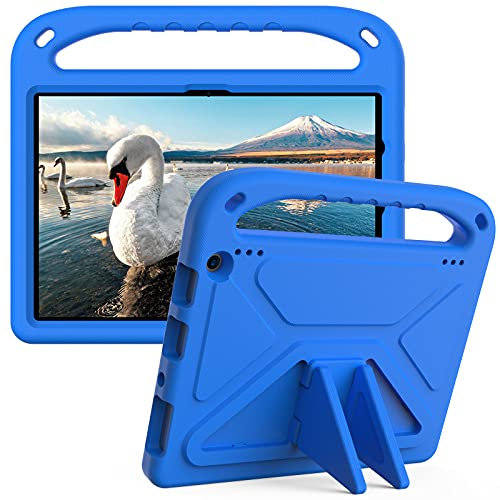 Custodia per tablet per bambini compatibile con Amazon Fire HD 10 e HD 10 Plus (2021), custodia con cavalletto, resistente agli urti in EVA con maniglia/tracolla, copertura protettiva paraurti (blu)