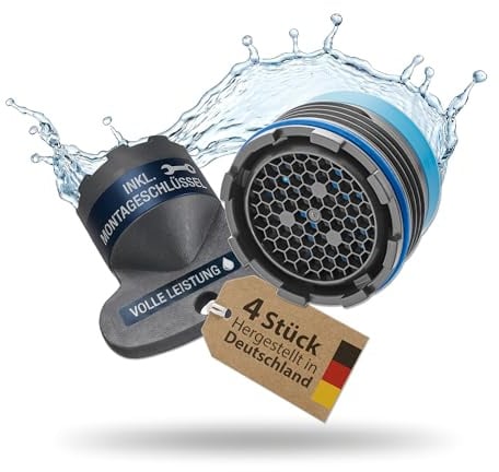 4 x M18.5 PERLATOR® Einschraubstrahlregler inkl. Schlüssel ~ 15 l/min Original Perlator Wasserhahn Einsatz für Armaturen mit Innengewinde