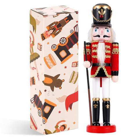 COMBIUBIU 30cm Nussknacker Figur-Rot Gunfighter,Nussknacker Soldat Aus Hochwertigem Kiefernholz,Deko FüR Zuhause Kamin Tischdekoration,Weihnachten Weihnachtsdekoration und Geschenke