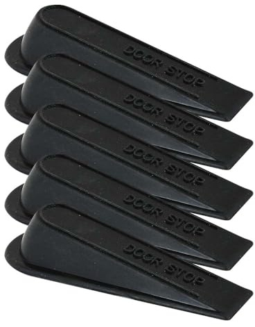 Pack of 4 Door Stop - Heavy Duty Rubber Door Stoppers for Floor - Anti-Skid Durable Black Doors Wedges Indoors Ideal for All Types of Surfaces