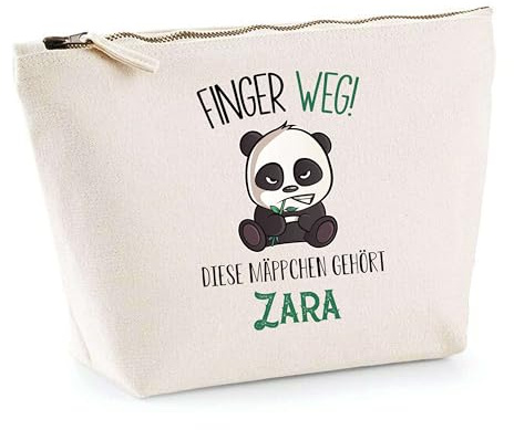 Kosmetiktasche Zara Panda Finger Weg – Schminktäschchen Make-up Kulturtasche aus Baumwolle – Geschenk Muttertag Geburtstag Schwester Weihnachten Patentante