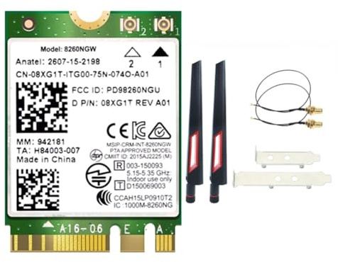 VIOPDER BT4.2 Dual-Band 2.4G/5Ghz 867M WiFi Card+ 2X10DB Antenna 8260 8260NGW AC8260 NGFF M. 2 WiFi Wireless Module 802.11AC