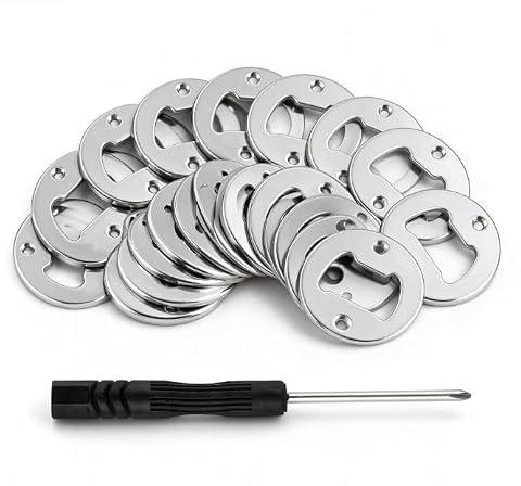 25 Pieces Cap Gun Bottle Opener Inserts Kits Ring Blanks for DIY Crafting | Beer Opener Round DIY Bottle Opener Bottle Opener Hardware Silver Screws for Personalized Resin, Leather