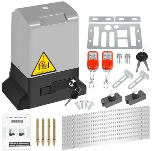 Jayseuw Schiebetorantrieb 750W bis 1600kg mit Fernbedienung | Elektrischer Torantrieb; automatische Schließfunktion; wasserdicht IP44; für Einfahrts- & Hoftore; inkl. Fernbedienungen; lei