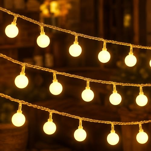 ZingBox Lichterkette Kugeln, 2 M 20 LED, Batteriebetrieben, Kugel Lichterketten, Warmweiße Kugeln, Globe Lichterketten Innen Außen für Hochzeiten, Zimmer, Balkon, Weihnachten, Gärten, Camping