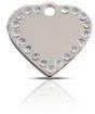 Placa en forma de corazón plateado pequeño decorada con diamantes. Grabada con nombre de gato / perro / caballo / mascota. Por favor envíenos un mensaje con los detalles del grabado cuando compre