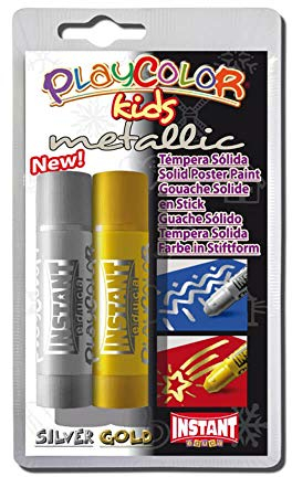 PLAYCOLOR - Metallic - Pack de 2 Gouaches solides en stick - Or + Argent - 10 g