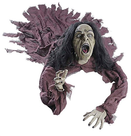 NET TOYS Zombie Figur mit Leuchtaugen und Sound Untoter Dekoration 140 cm Zombiepuppe Zombie Puppe Halloween Deko Figur