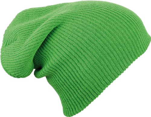 Myrtle Beach - Lässige überlange Slouch Beanie, Lime-Grün, one size