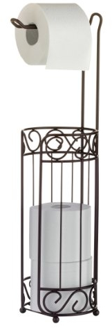 axentia WC-Papierrollenständer Nostalgie, Metall pulverbeschichtet, rostfarben, WC-Papierrollenhalter und Ersatz-Rollenablage, Maße: ca. 15 x 15 x 57 cm
