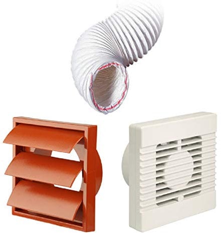 Manrose Extractor Fan Terracotta Gravity Vent Ducting Kit for Kitchens & Bathrooms