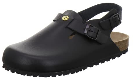 AFS-Schuhe 31940 ESD-Clogs, Bequeme Haus-Schuhe für Damen und Herren, praktische Arbeitsschuhe, hochwertiges, echtes Leder, modische, verstellbare Pantoletten, Made in Germany (44 EU, Schwarz)