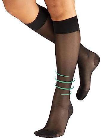 CALZITALY PACK 1/2 Kompressionsstrümpfe, Elastische Kniestrümpfe mit Abgestufte Kompression, 140 DEN | 18-22 mm/Hg | Made in Italy (Schwarz, S/M)