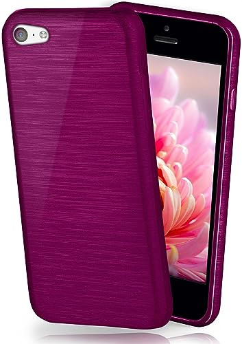 moex Coque très Fine en Silicone Compatible avec Apple iPhone 5c | Style Aluminium brossé, Lilas