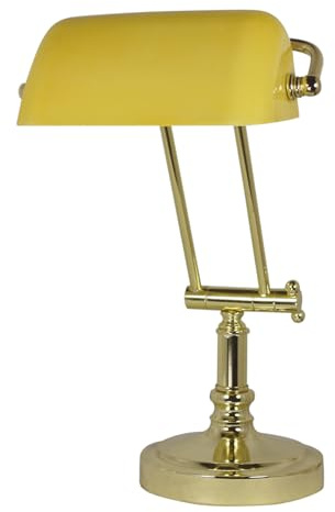 Sea-Club Bankerlampe Bankerleuchte Messing & Glas H=43cm gelb