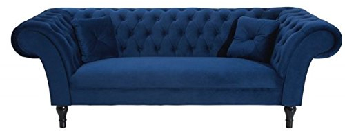 Casa Padrino Chesterfield Sofa in Blau 225 x 90 x H. 79 cm - Designer Chesterfield Sofa