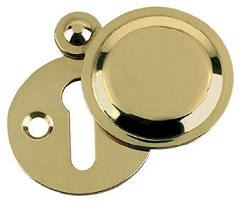 Carlisle Brass Victorian Standard Profile Keyhole CLOSED Covered Lock Swing Cover Plate Escutcheon 32mm + Screws (Polished Brass)