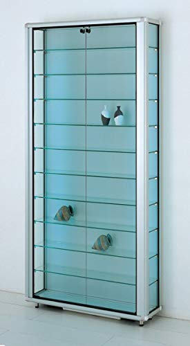 MHN Sammlervitrine & Standvitrine 23 x 79 x 184,5 cm – Flache Glasvitrine zur Wandaufstellung, abschließbar – ohne Beleuchtung – für Modellautos, Modell-Eisenbahn oder Figuren