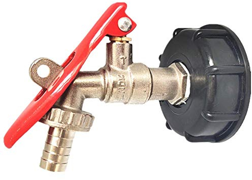 TOOLSTAR IBC Tankadapter, abschließbarer IBC Tote Tank Ablaufadapter S60X6 auf Messing Garten-Wasserhahn mit 1,27 cm Schlauch für Haus Garten Wasseranschlüsse