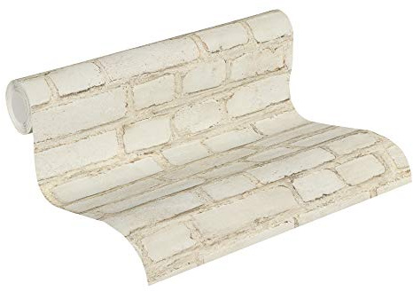 A.S. Création Vliestapete Neue Bude 2.0 Edition 2 Tapete Stones & Structure in Vintage Backstein Optik 10,05 m x 0,53 m weiß grau rot Made in Germany 374141 37414-1