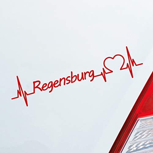 Hellweg Druckerei Auto Aufkleber Regensburg Herz Puls Stadt City Liebe Love ca. 19 x 5 cm