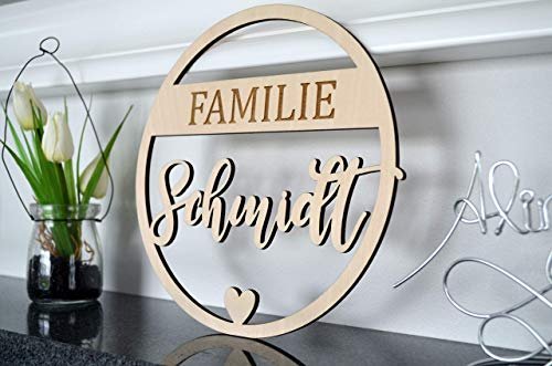 Familienschild, Individueller Schriftzug, Namensschild, Türschild aus Holz, Schriftzug