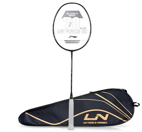 Li-Ning Air Force Badmintonschläger 78 G2, Carbonfaser, ungebesaitet, mit vollständiger Abdeckung