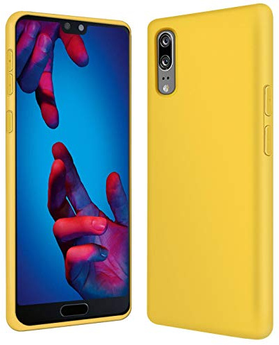 CoolGadget Silikon Hülle für Huawei P20 Weich mit Mikrofaser Gelb | Qi fähig induktives Laden, farbige TPU Schutzhülle, erhöhter Kamera und Display Rahmen, matt und griffig