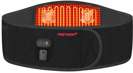 FEETMOR Heated Waist Belt, Cordless Heating Pad for Low Back Electrical Heating Rechargeable Battery Powered
