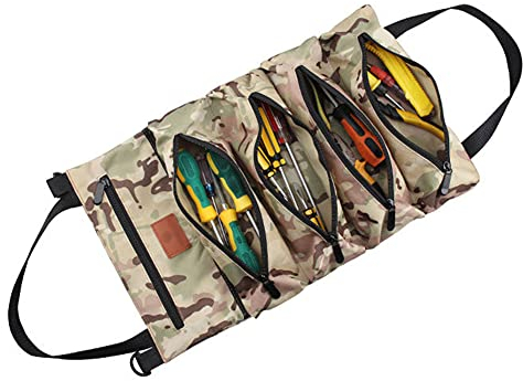 Maizoon Werkzeugtasche zum Aufrollen, Mehrzweck-Rücksitz-Organizer und Werkzeugtasche zum Aufhängen mit 5 Reißverschlusstaschen, Camouflage, UH07A