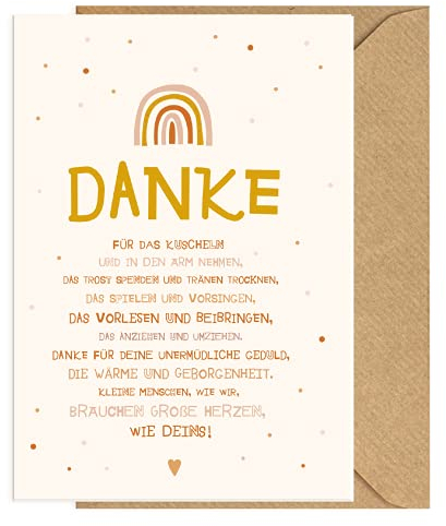 Koko Lora Dankeskarte für Erzieherin, Erzieherin mit Umschlag aus Kraftpapier – Grußkarte mit natürlichem Umschlag rosa
