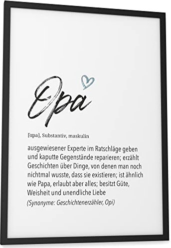 Papierschmiede® Herz Definition: Opa, 30x40 cm, Poster für Wohnzimmer, Schlafzimmer, Wandbild Wanddeko Geschenk Geburtstag Jubiläum - ohne Rahmen
