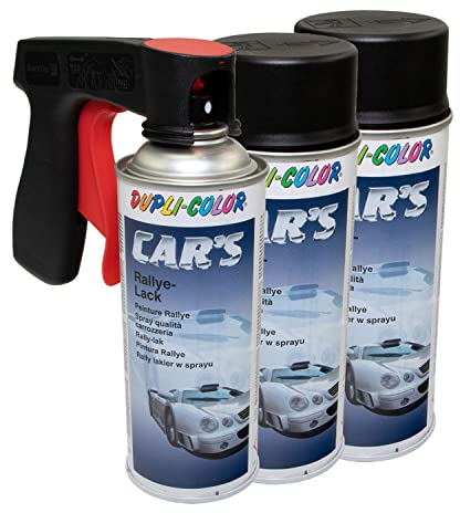 Lot de 3 bombes de peinture en spray Cars Dupli Color 385872 - Noir mat - 400 ml - Avec poignée pistolet