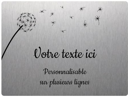 Placa grabada funeraria, diseño de diente de león, autoadhesiva, 20 x 15 cm, personalizada, 1 a 3 líneas, aluminio cepillado
