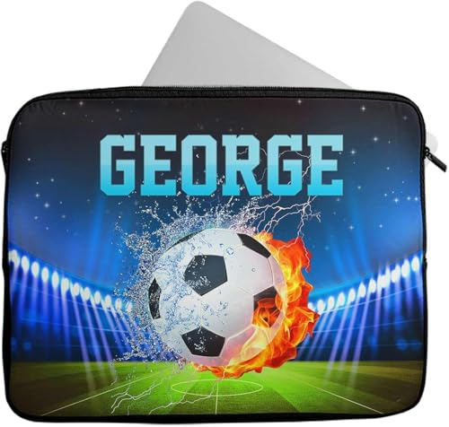 Personalised Any Name FootBall Design Laptop Case Sleeve Tablet Bag Chromebook Gift 1197 (14-15 inch)