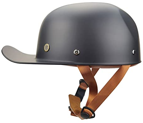 Ruiqieor Rétro Casquette De Baseball Vintage Casque De Moto À Visage Ouvert pour Hommes Femmes Mobylette Bols Casque pour Toutes Les Saisons (Elegant Black,M(54-55cm))
