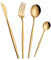 OUQIWEN Cubiertos dorados mate 16 Piezas,Inoxidable Juego de cuberteria 4 personas,Incluyendo cuchillo/tenedor/cuchara/cucharadita (Oro)