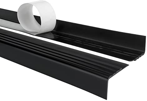 Quest Treppenkantenprofil Selbstklebend 30x27mm, PVC Kunststoff Antirutsch-Profil für Treppenkanten, RM – schwarz, 110cm