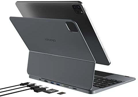 doqo Tastaturhülle mit 5 in 1 Hub Adapter ist geeignet für iPad Air 5./4., geeignet für iPad Pro 2021 5. Gen/2020 4. Gen/2018-3. Gen