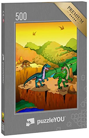 puzzleYOU: Puzzle 500 Teile „Velociraptors - Dinosaurier Cartoon“
