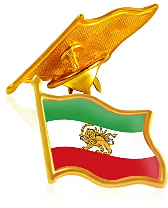 Rhungift Anstecknadel mit iranischer Flagge, Persien, Metall, Persisch, Löwe, Sonne und Krone, Souvenir-Serie, Geschenke, Schwarz, 1.2inch