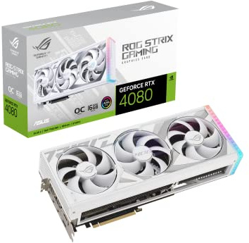 ASUS ROG Strix GeForce RTX™ 4080 White OC Edition Carte graphique Gaming (PCIe 4.0, 16 Go GDDR6X, HDMI 2.1a, DisplayPort 1.4a)