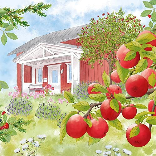 20 Servietten Apfelbaum vor Haus | Tischdeko | Decoupage | Serviettentechnik 33x33cm