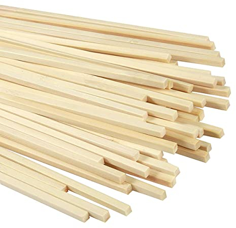 Bâtons de Bambou,100 pcs Batonnet en Bois Tasseau Bois Baguette Bois Bambou Tige Baton Barbe a Papa Bâtons de Travaux Manuels, pour Arts Plastique Bricolage Décorations,Carré 30cm*5mm